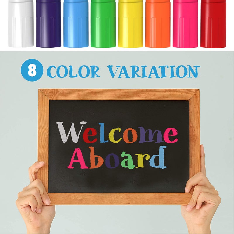 CHALKY CROWN Markers الطباشير السائل العملاقة - علامات الطباشير الجريئة للسبورات، علامة النوافذ، أقلام الطباشير للإشارات، السبورة، الزجاج - طرف مربع قابل للعكس (15 مم، 8 عبوات) - Image 2